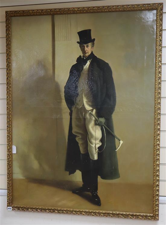 English School, oil on canvas, Portrait of a gentleman in riding attire, 121 x 91cm